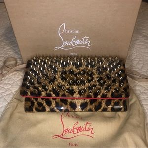 Christian Louboutin Macaron Spiked Leopard Wallet